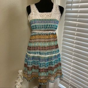 Boho lace top flair dress